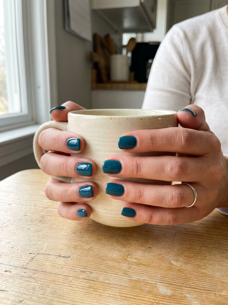Short Teal Nails